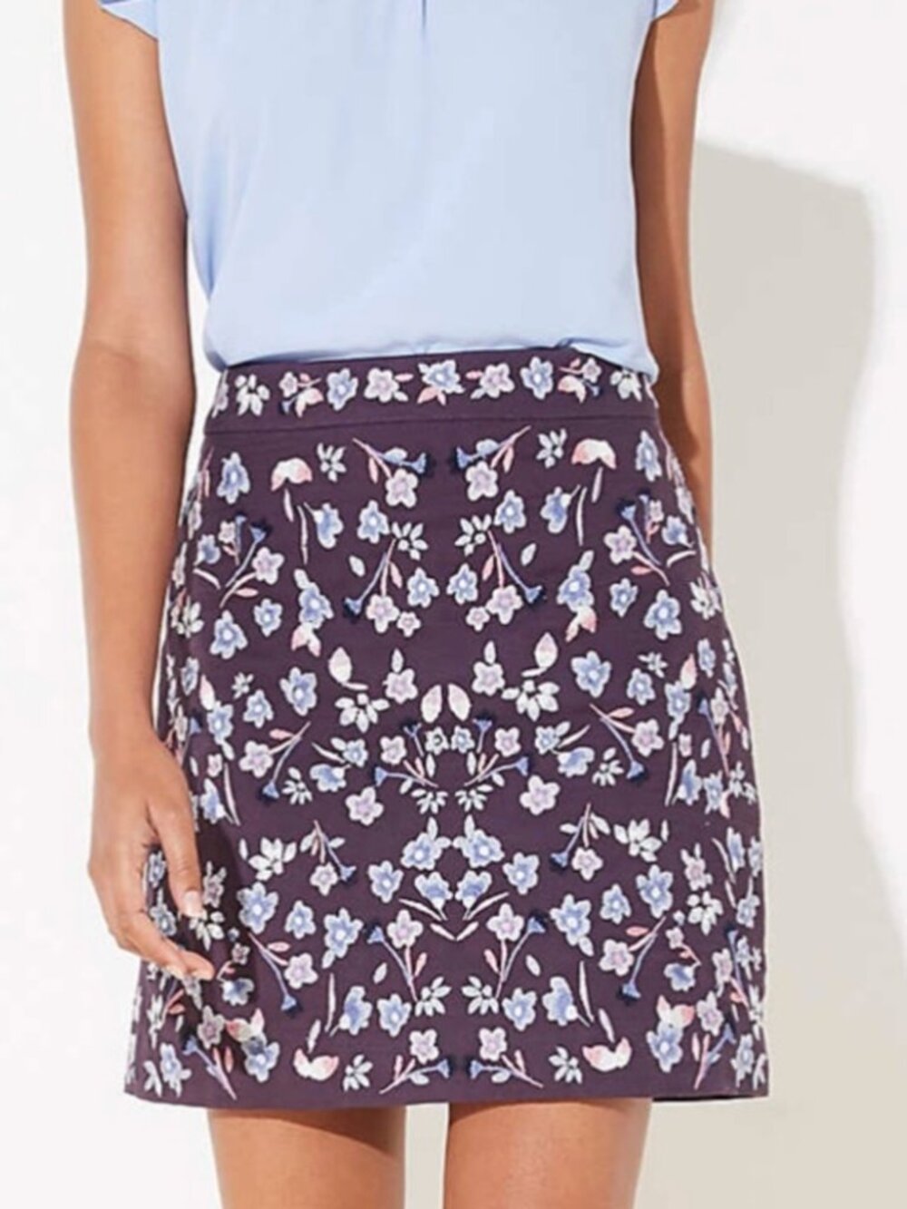 LOFT Floral Embroidered Skirt | Size 10